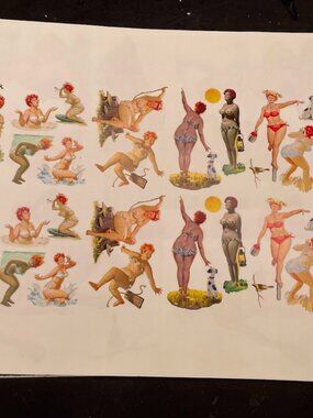 Lot of 13 Sheets of Hilda the Plus Size Pinup Girl Color Print Figures Var Sizes
